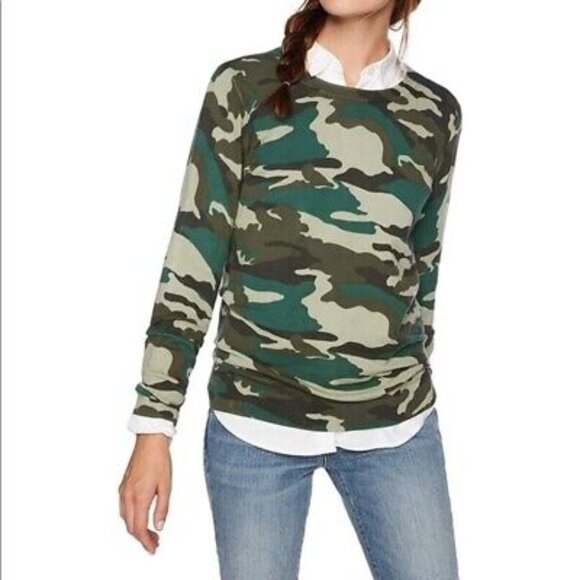 NWOT J. Crew Mercantile Lightweight Merino Wool Camo Sweater in Size S - Picture 2 of 5